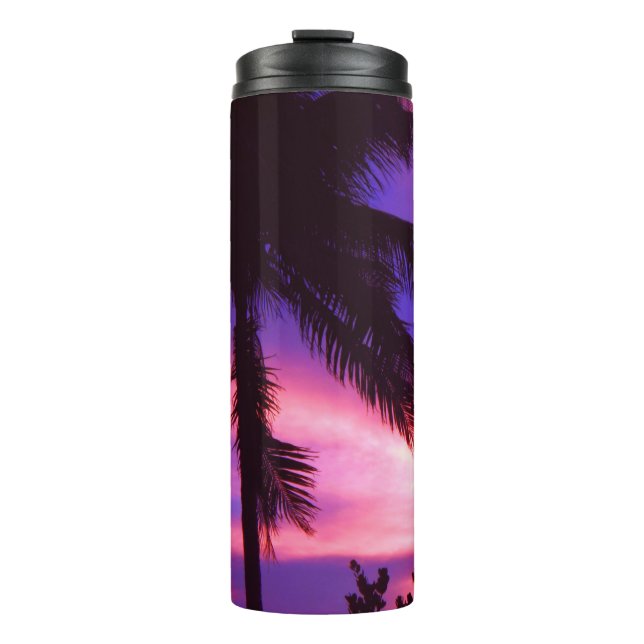 Termo Árbol de palma rosa y púrpura (Anverso)