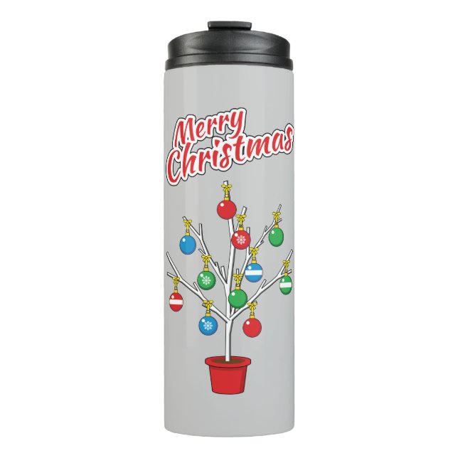Termo Árbol de sucursal desnudo de los navidades - Feliz (Anverso)