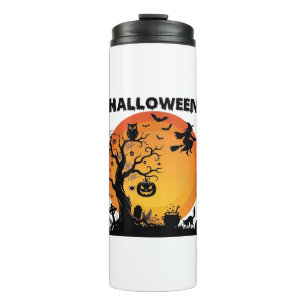 Termo Árbol espeluznante de Halloween Bruja voladora Lun