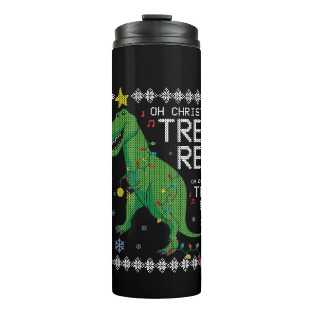 Termo Árbol Rex Navidades feos Sweater Dino T-rex Funny  (Anverso)
