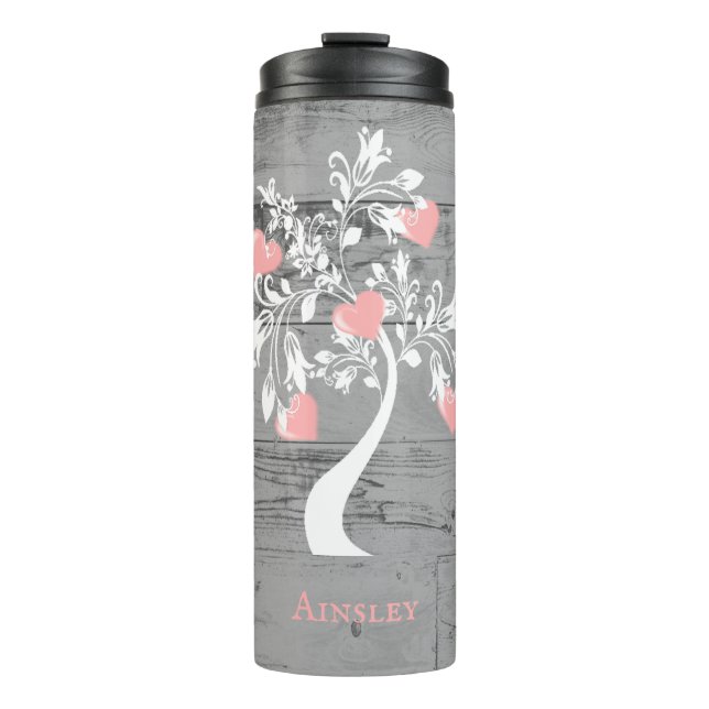 Termo Árbol rosa de Tumbler Termal Personalizado del Cor (Anverso)