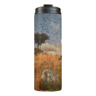 Termo Árbol solitario y pájaros del Tumbler térmico