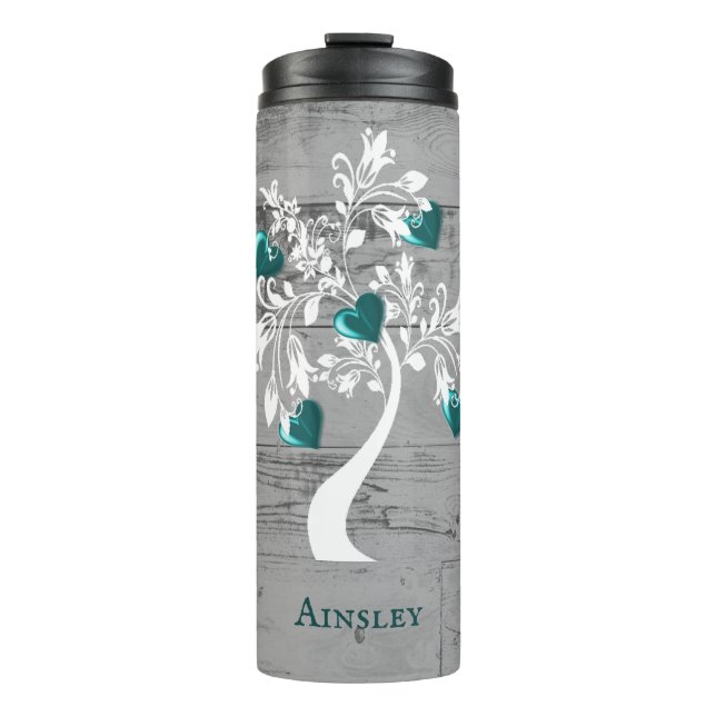 Termo Árbol verde azulado de Tumbler Termal Personalizad (Anverso)