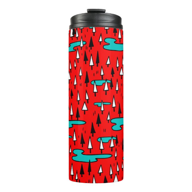 Termo Árboles de mano libre: patrón de Navidades escandi (Anverso)