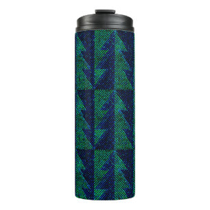 Termo Árboles de Navidad azules y verdes.