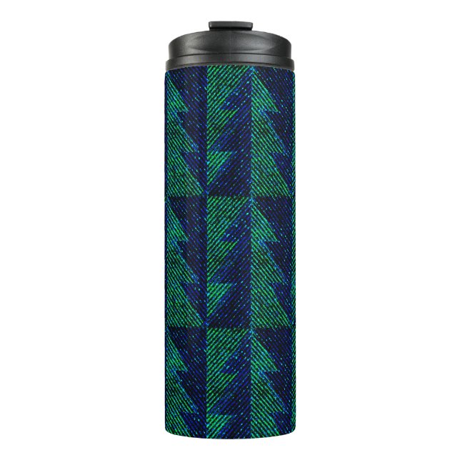 Termo Árboles de Navidad azules y verdes. (Anverso)