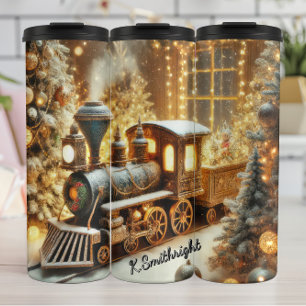 Termo Árboles de Navidad en Ventana Festiva de Tren Anti