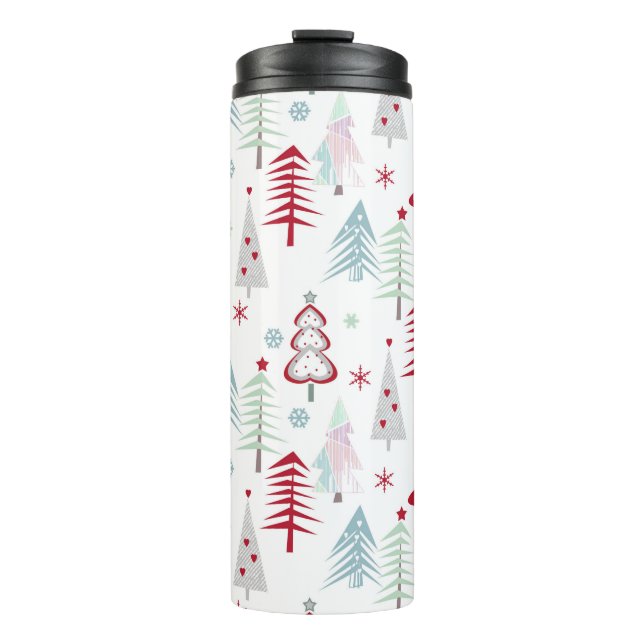 Termo Árboles de Navidad multicolores en blanco (Anverso)