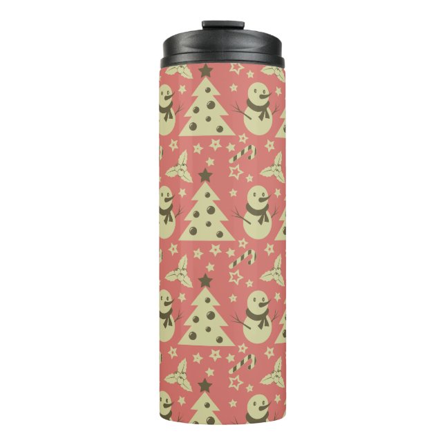 Termo Árboles de Navidad retro estrella de berry caramel (Anverso)
