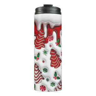 Termo Árboles de Navidad rojos y blancos