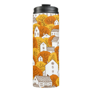 Termo Árboles y casas sin fisuras. Otoño, otoño ci