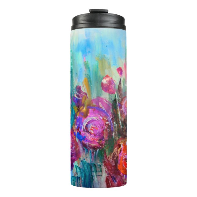 Termo Arbusto de flores de peones, pinturas modernas, ac (Anverso)