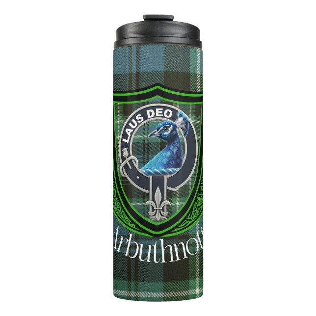 Termo Arbuthnott Scottish Clan Tartan y Escudo (Anverso)