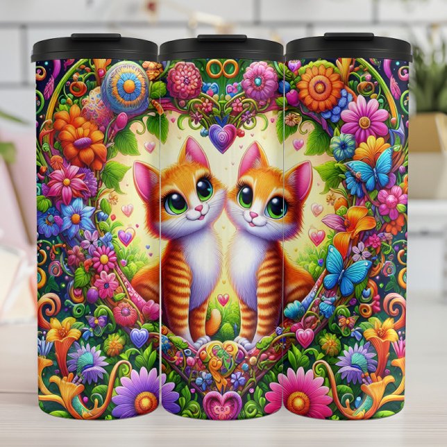 Termo Arco Floral de Primavera Corazón de Gatito (Subido por el creador)