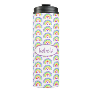 Termo Arcoiris acuático y corazones personalizados