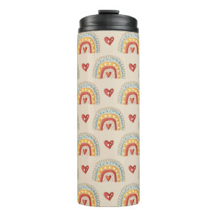Termo Arcoiris bohemias y corazón - Marrón terrario