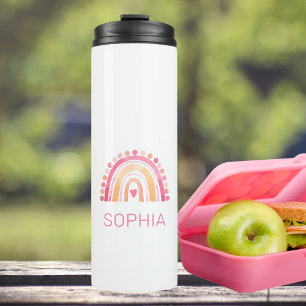 Termo Arcoíris de acuarela boho en rosa personalizado