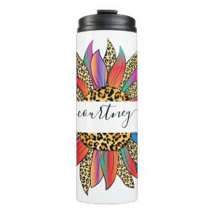 Termo Arcoíris e impresión de leopardo personalizados