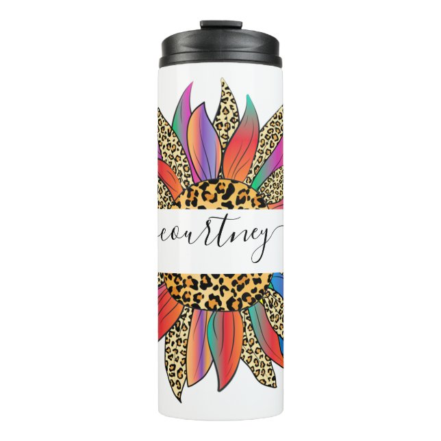 Termo Arcoíris e impresión de leopardo personalizados   (Anverso)
