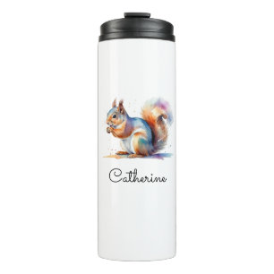 Termo Ardilla caprichosa de acuarela Personalizado Viaje