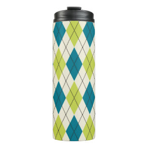 Termo Argyle azul y verde