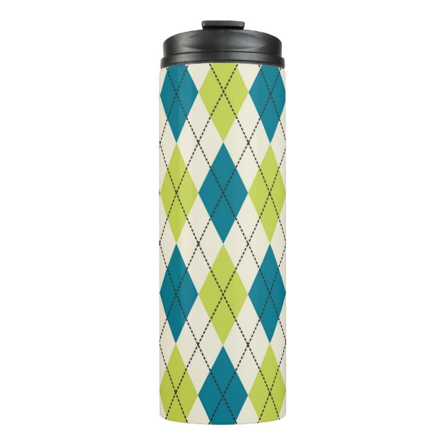 Termo Argyle azul y verde (Anverso)