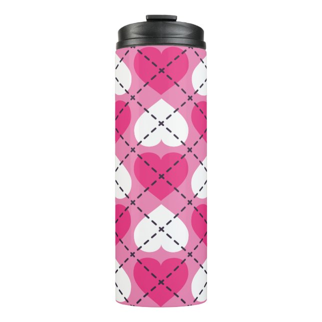 Termo Argyle Hot Pink and White Hearts (Anverso)