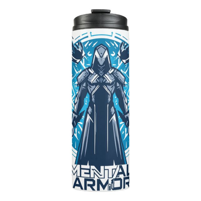 Termo Armadura Mental - Figura Guerrera con Capucha (Anverso)