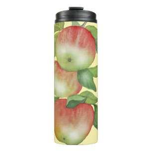 Termo Armonía dulce: manzanas acuarelas y una abeja