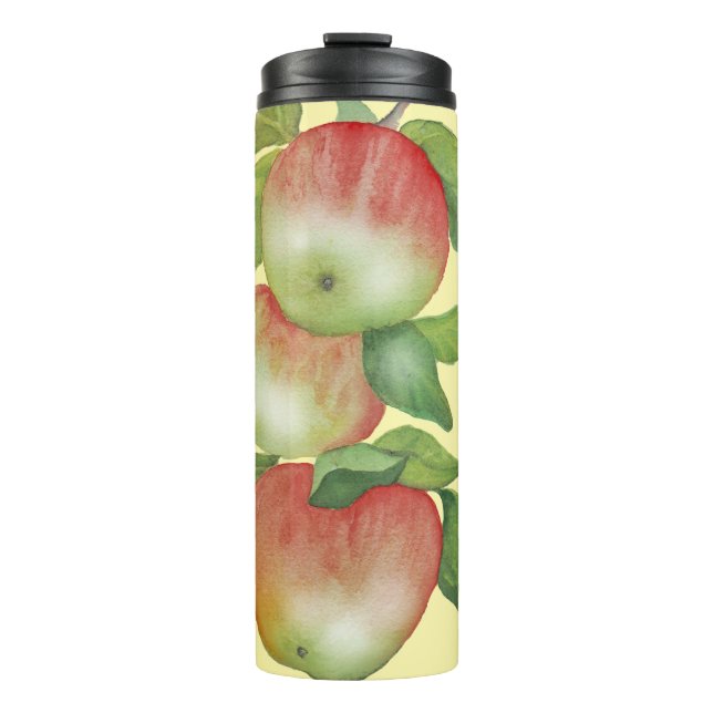 Termo Armonía dulce: manzanas acuarelas y una abeja (Anverso)