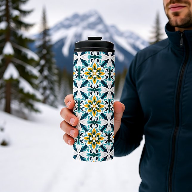 Termo Armonía 💚 VerdeSol Azulejo (VerdeSol Azulejo Harmony Thermal Tumbler)