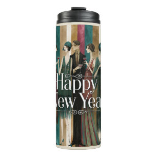 Termo Art Deco años 20 Flappers y Caballeros Feliz Año N