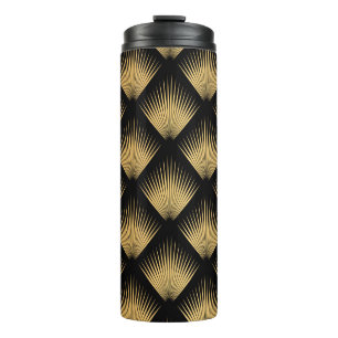 Termo Art Deco, patrón oro negro.