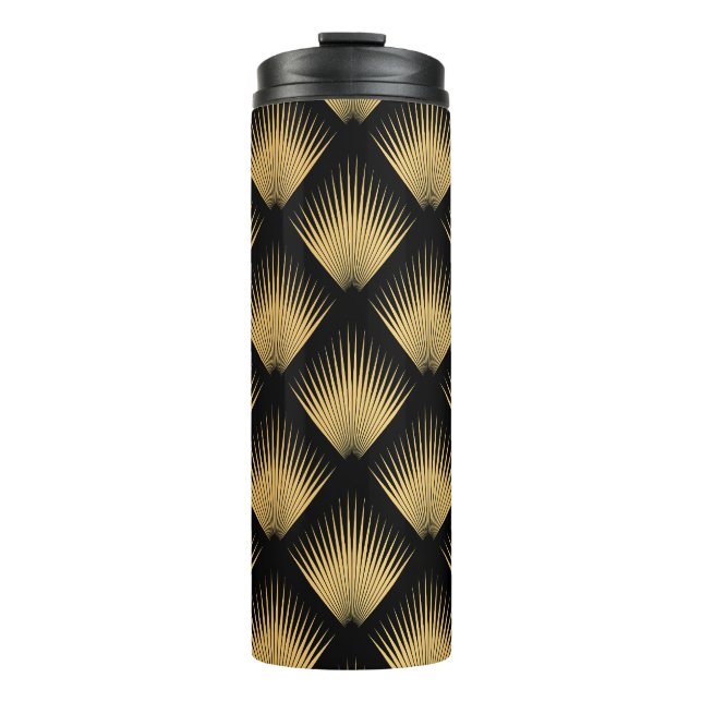 Termo Art Deco, patrón oro negro. (Anverso)