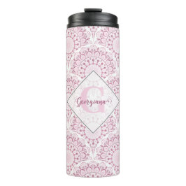 Termo Art Deco personalizado Confetti rosa Mandala