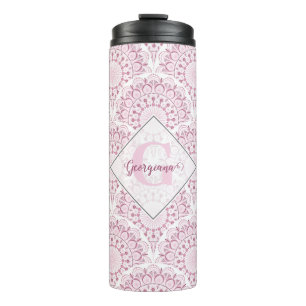 Termo Art Deco personalizado Confetti rosa Mandala