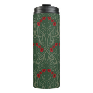 Termo Art Nouveau Amapolas Geométricas y Tallos Sinuosos