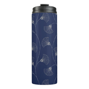 Termo Art Nouveau floral crema índigo