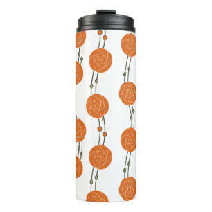 Termo Art Nouveau Mackintosh Rosas Rayas Naranja