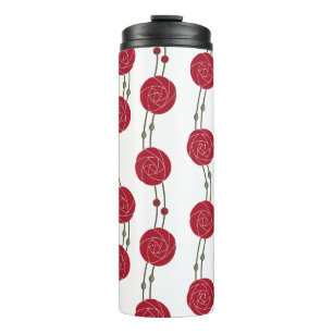 Termo Art Nouveau Mackintosh Rosas Rayas Rojo