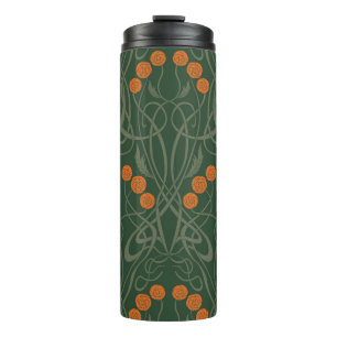 Termo Art Nouveau Naranjas Rosas y Tallos Sinuosos