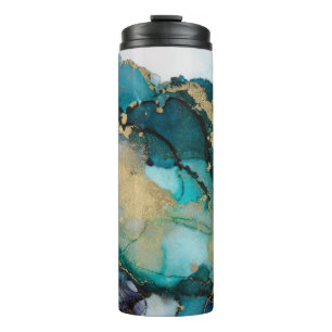 Termo Artabstract de fluido de tinta de oro negro verde