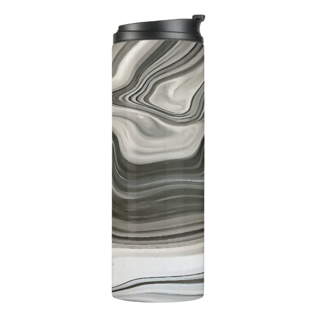 Termo Arte abstracto de vertido acrílico monocromo gris (Rotado hacia la izquierda)