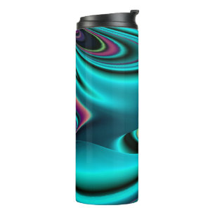 Termo Arte abstracto futurista en 3D metálico arcoíris