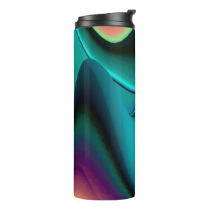 Termo Arte abstracto futurista en 3D metálico arcoíris