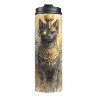 Termo Arte acuarela de la diosa gata Bastet del antiguo