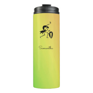 Termo Arte africano, bailarina de silueta colorida e imp