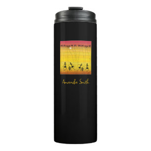 Termo Arte africano, impresionante atardecer tropical