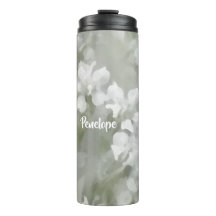 Arte botánico impresionista blanco con nombre