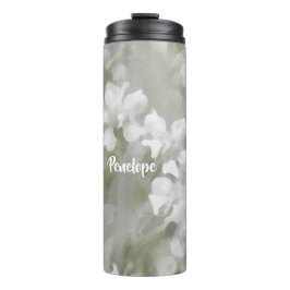 Termo Arte botánico impresionista blanco con nombre